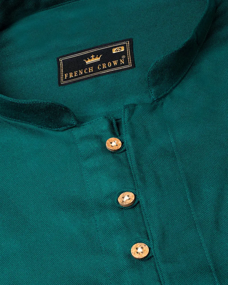 Deep Sea Green Premium Tencel Kurta Shirt 4