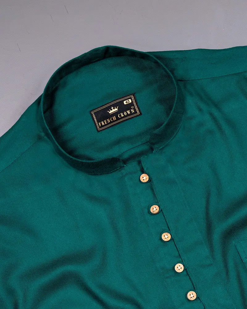 Deep Sea Green Premium Tencel Kurta Shirt 5