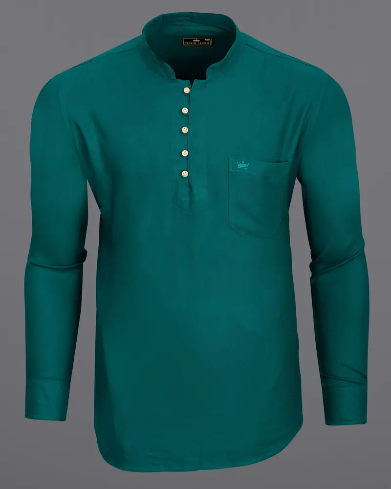 Deep Sea Green Premium Tencel Kurta Shirt 6