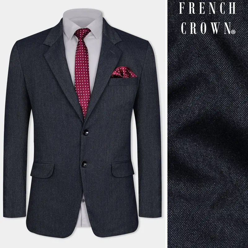 Delft Gray Wool Rich Single Breasted Blazer 1