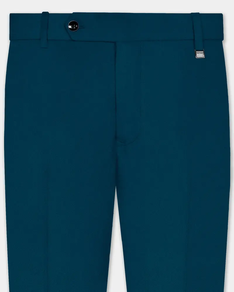 Dell Blue Wool Rich Stretchable Waistband Pant 1