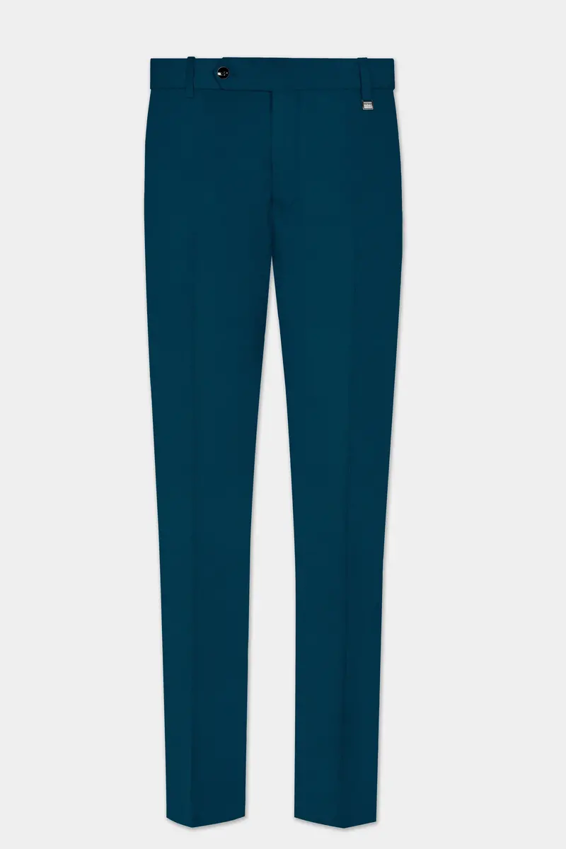 Dell Blue Wool Rich Stretchable Waistband Pant 2