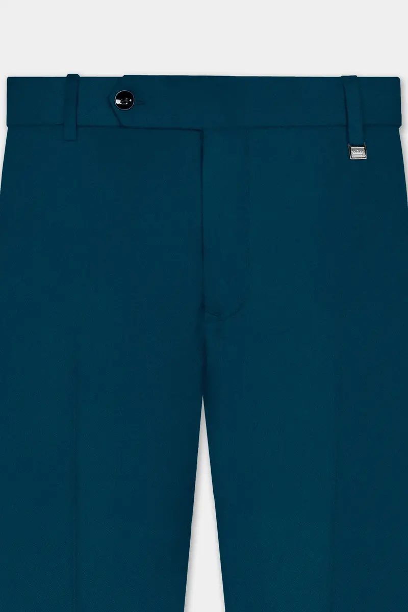 Dell Blue Wool Rich Stretchable Waistband Pant 4