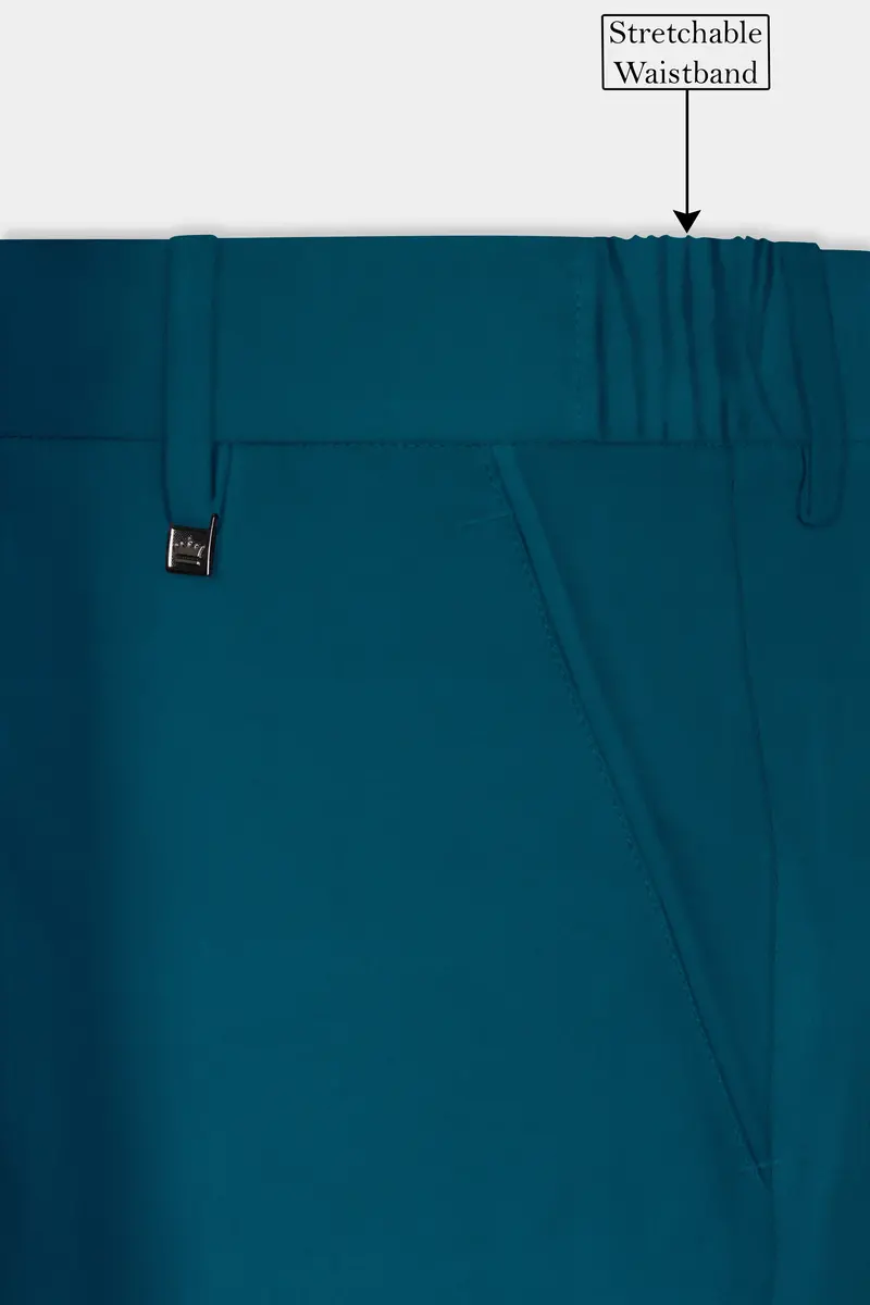 Dell Blue Wool Rich Stretchable Waistband Pant 6