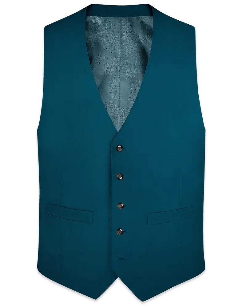 Dell Blue Wool Rich Waistcoat 1