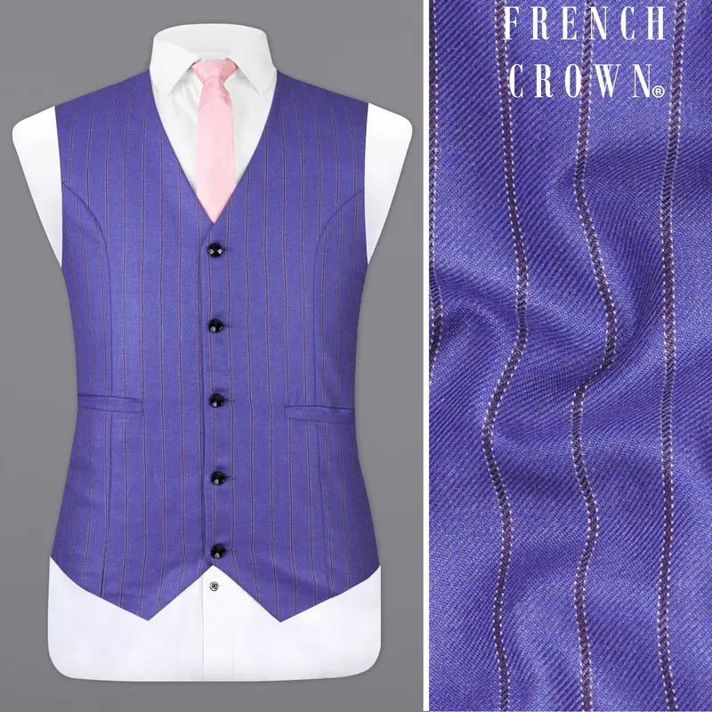 Deluge Blue Striped Waistcoat 1