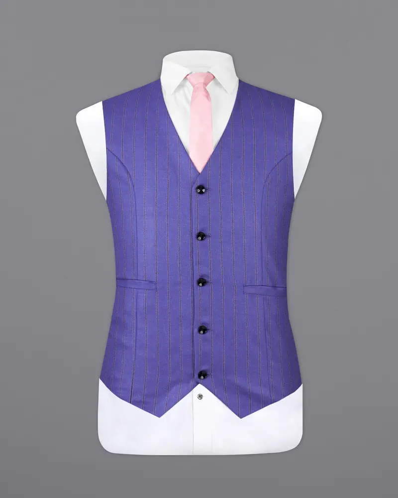 Deluge Blue Striped Waistcoat 2