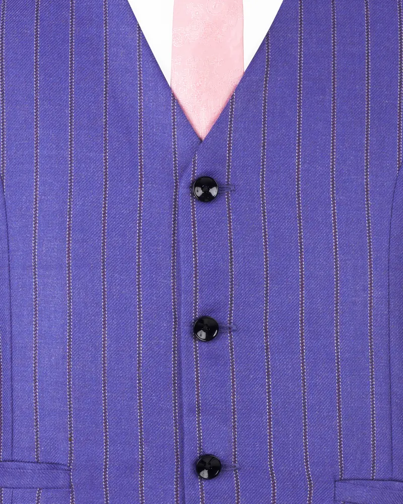 Deluge Blue Striped Waistcoat 5