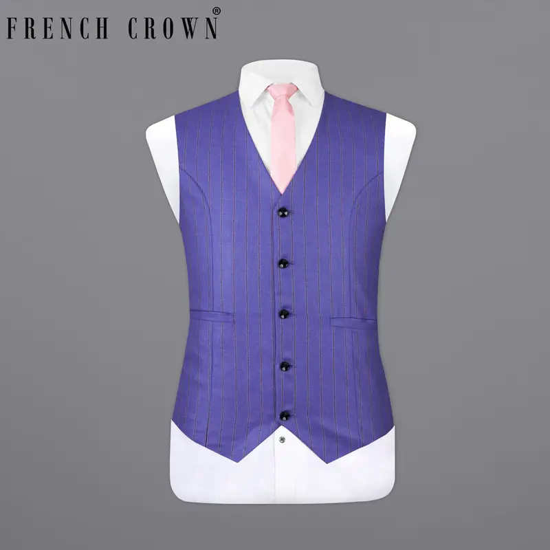 Deluge Blue Striped Waistcoat 7