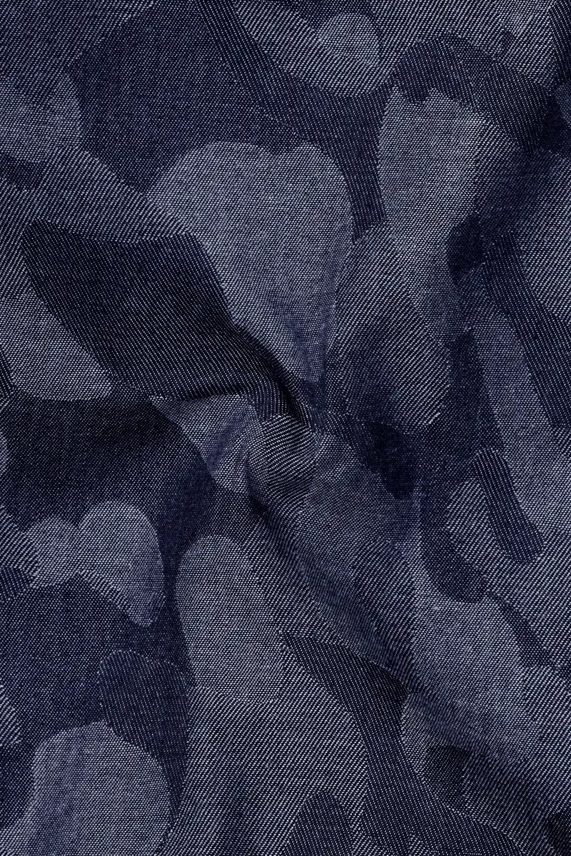 Denicrest-Sapphire Denim Blue Camouflage Printed Super Soft Premium Cotton Casual Shirt 3