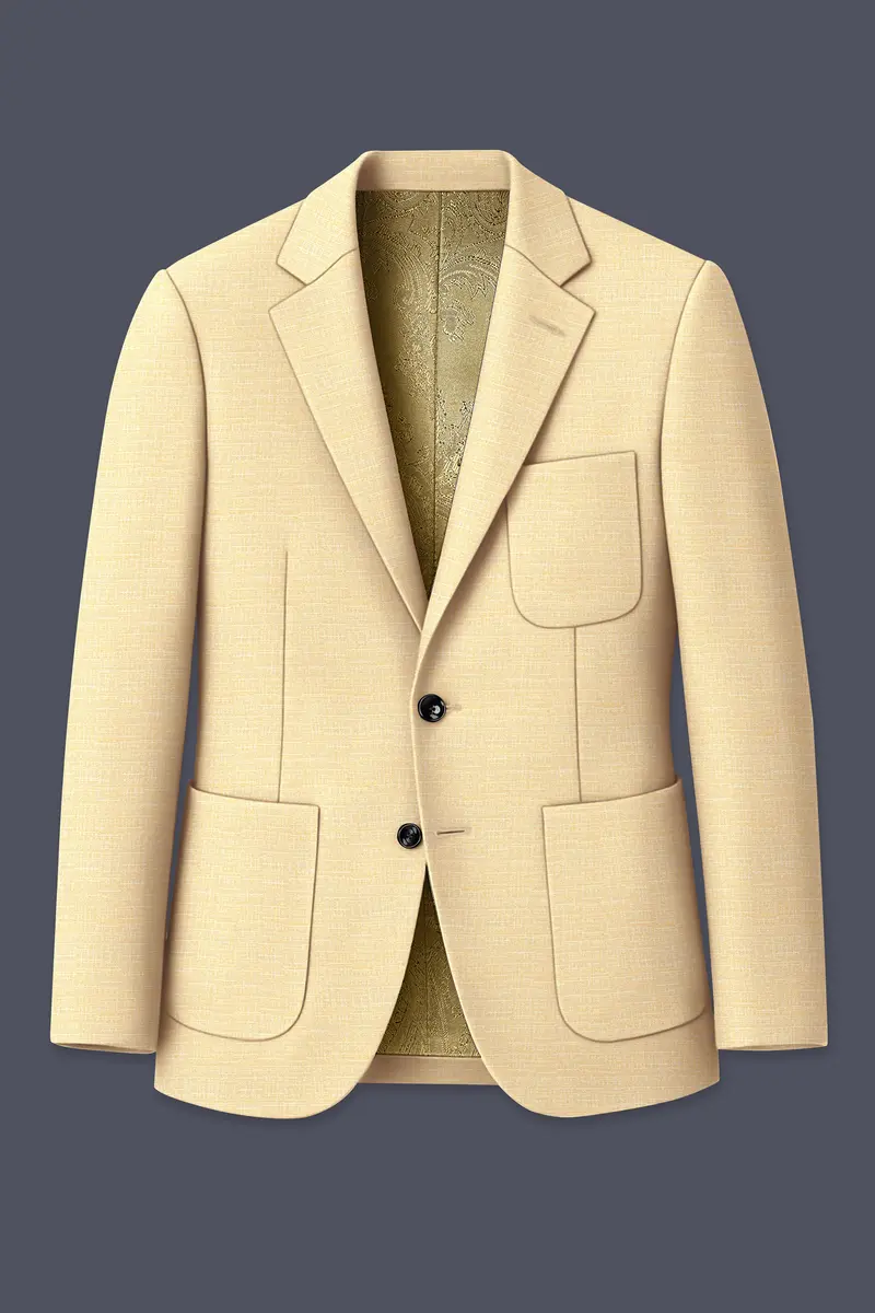 Derby Yellow Textured Single Breasted Sports Blazer 7