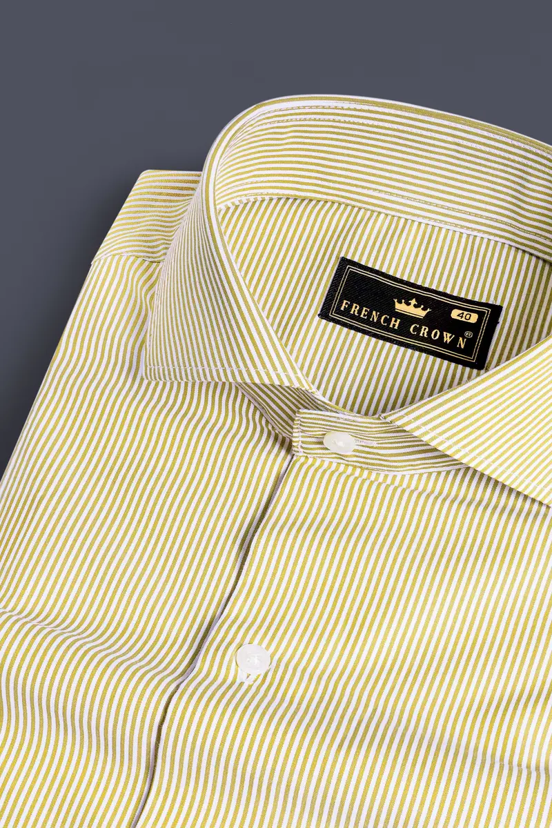 Desert Brown And White Pinstriped Premium Cotton Shirt 1