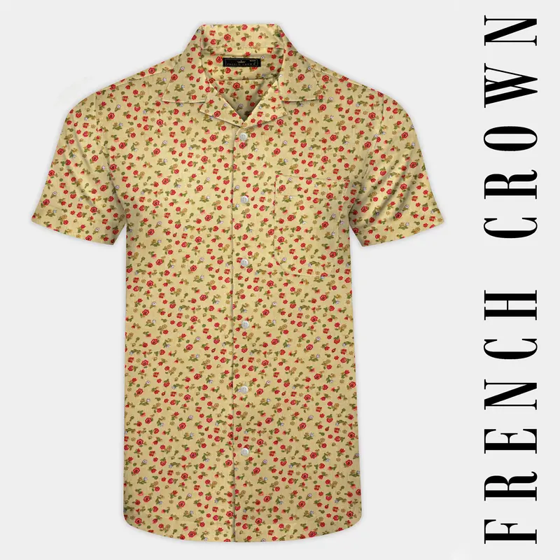 Desert Brown Ditsy Printed Premium Tencel Overshirt 1