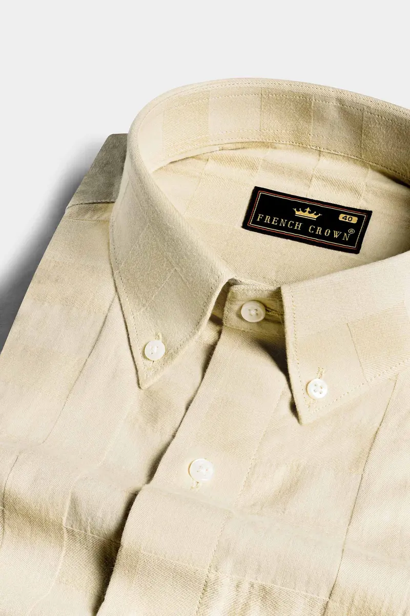 Desert Brown Dobby Textured Premium Giza Cotton Shirt 1