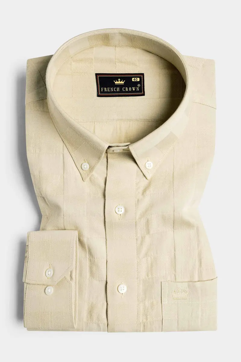 Desert Brown Dobby Textured Premium Giza Cotton Shirt 3