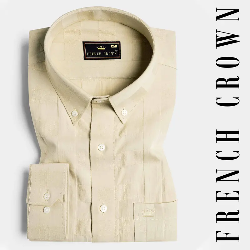 Desert Brown Dobby Textured Premium Giza Cotton Shirt 4