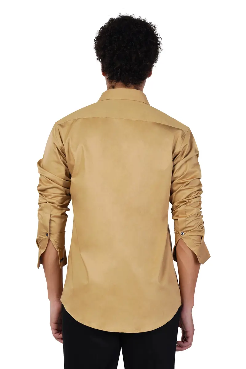 Desert Brown Sanskrit Embroidered Subtle Sheen Super Soft Premium Cotton Designer Shirt 8