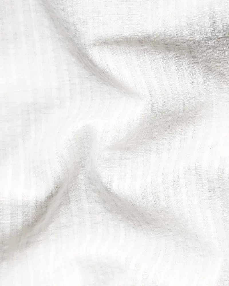 Desert Cream Subtle Striped Seersucker Designer Shirt 3