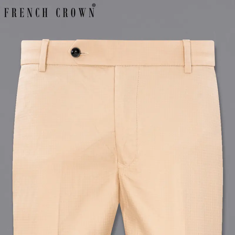 Desert Sand Cream Micro Checkered Pant 1