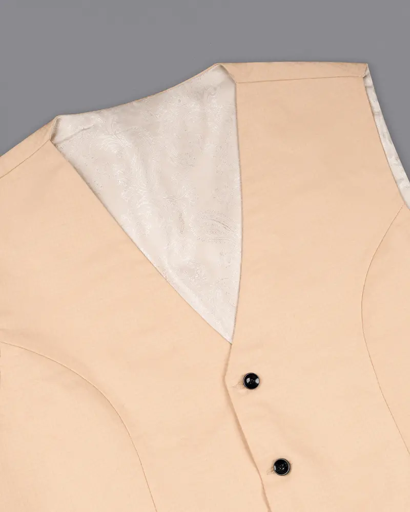 Desert Sand Cream Micro Checkered Waistcoat 4