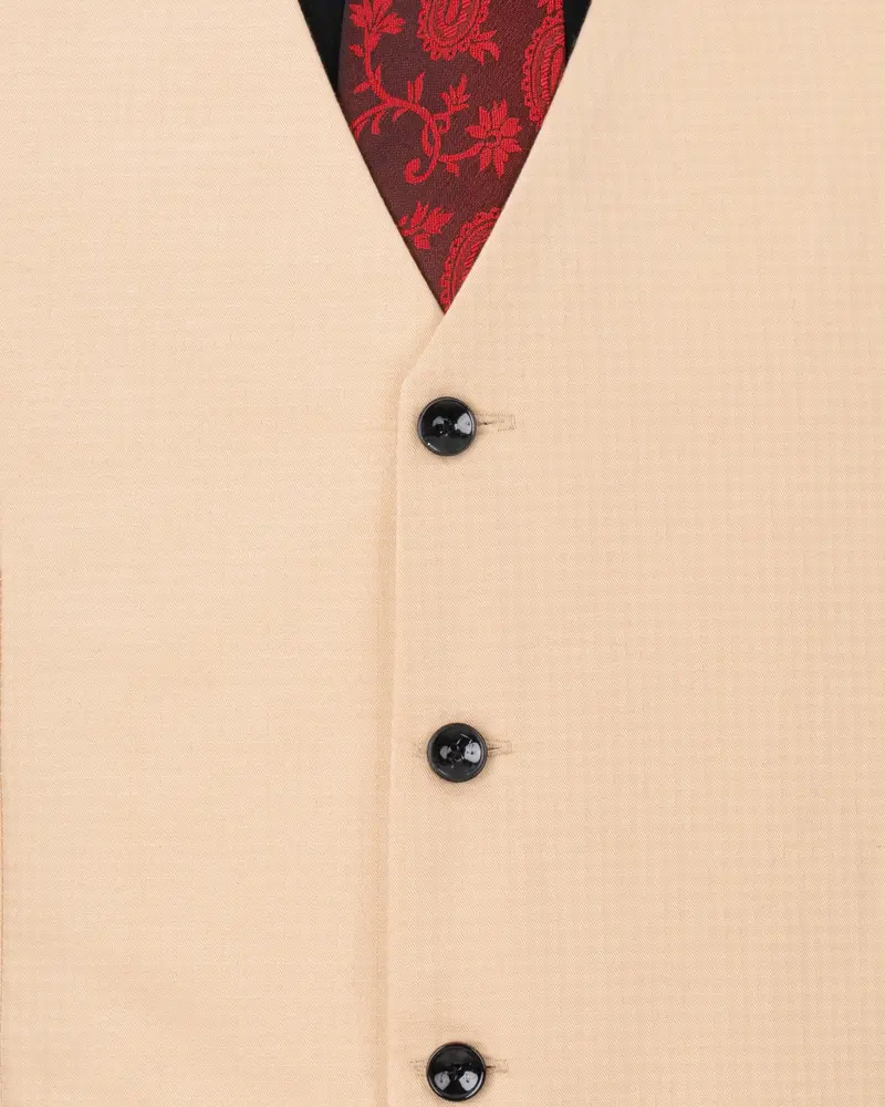 Desert Sand Cream Micro Checkered Waistcoat 5