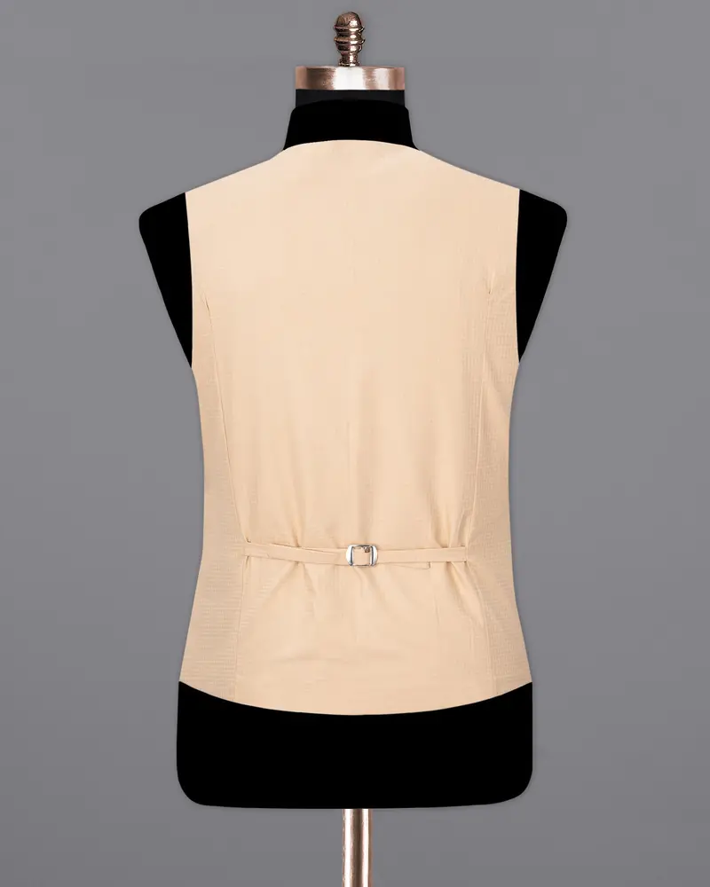 Desert Sand Cream Micro Checkered Waistcoat 6