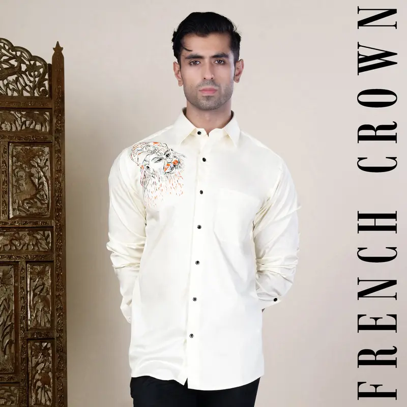 Desert Storm Lord Hanuman Hand Painted Subtle Sheen Super Soft Premium Cotton Designer Shirt 1