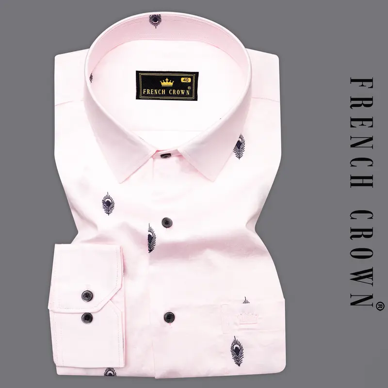 Desert Storm Peach Feather Textured Super Soft Premium Cotton Shirt 8
