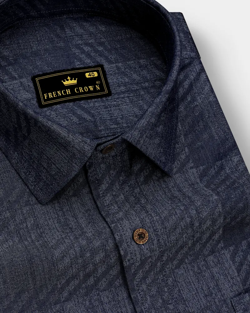 Diagris-Ebony Clay Denim Blue Diagonal Striped Super Soft Premium Cotton Casual Shirt 1