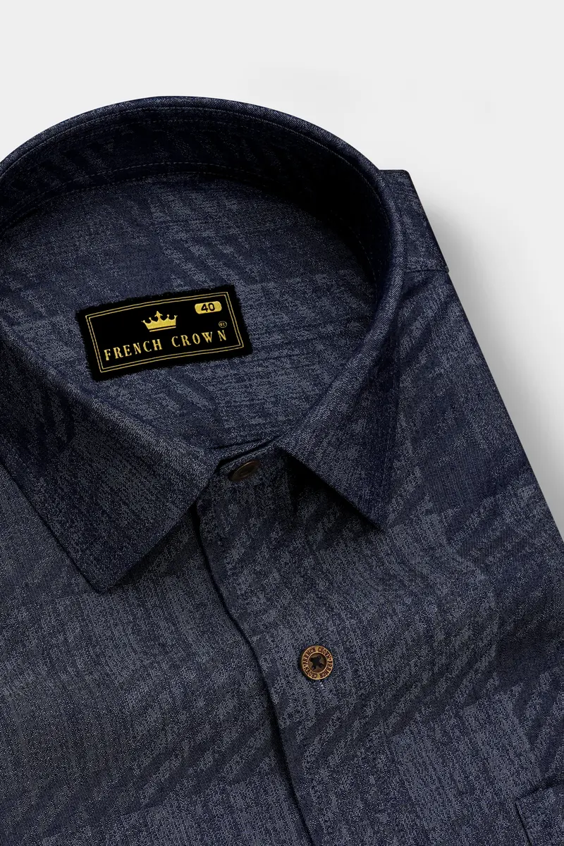 Diagris-Ebony Clay Denim Blue Diagonal Striped Super Soft Premium Cotton Casual Shirt 2