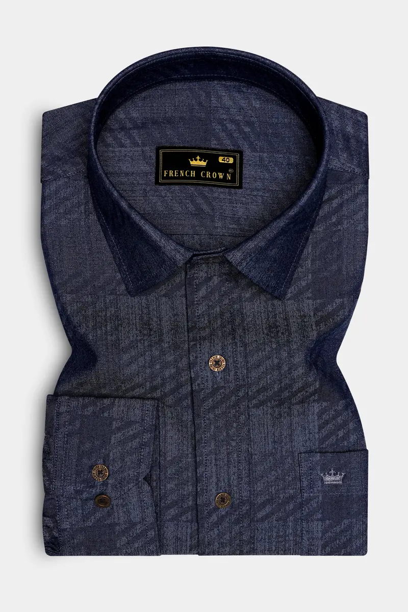 Diagris-Ebony Clay Denim Blue Diagonal Striped Super Soft Premium Cotton Casual Shirt 4