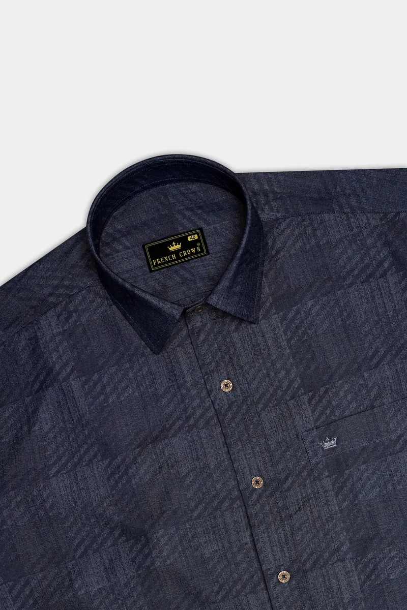 Diagris-Ebony Clay Denim Blue Diagonal Striped Super Soft Premium Cotton Casual Shirt 5