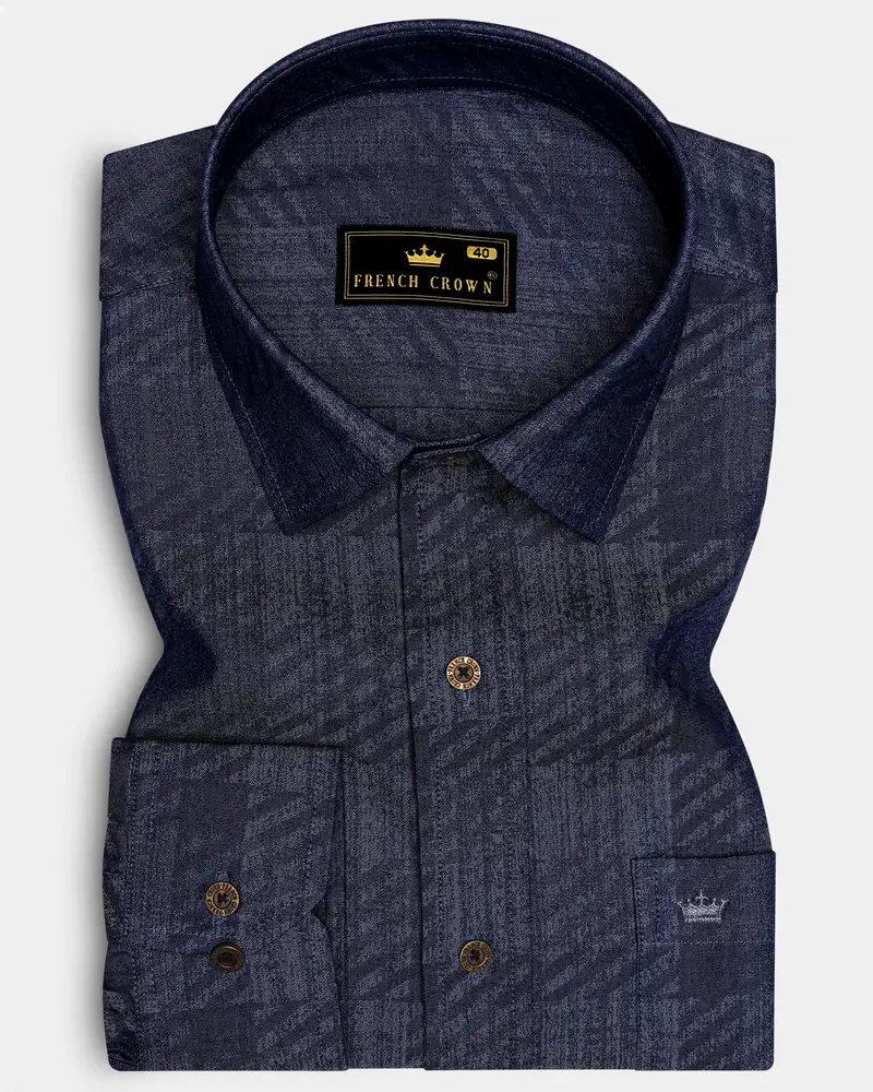 Diagris-Ebony Clay Denim Blue Diagonal Striped Super Soft Premium Cotton Casual Shirt 6