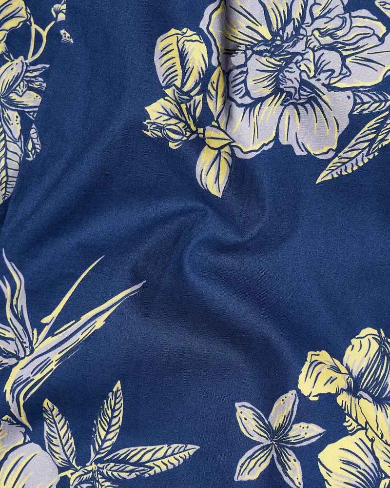 Dianne Blue Floral Printed Premium Cotton Shirt 3