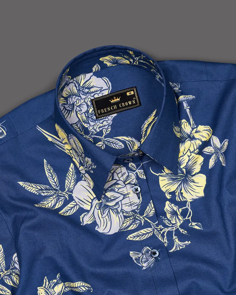 Dianne Blue Floral Printed Premium Cotton Shirt 6