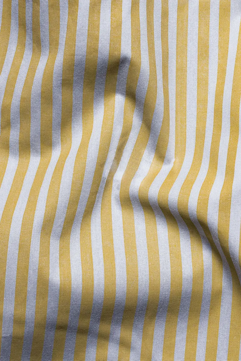 Dijon Yellow And Selago Gray Striped Premium Cotton Shirt 3