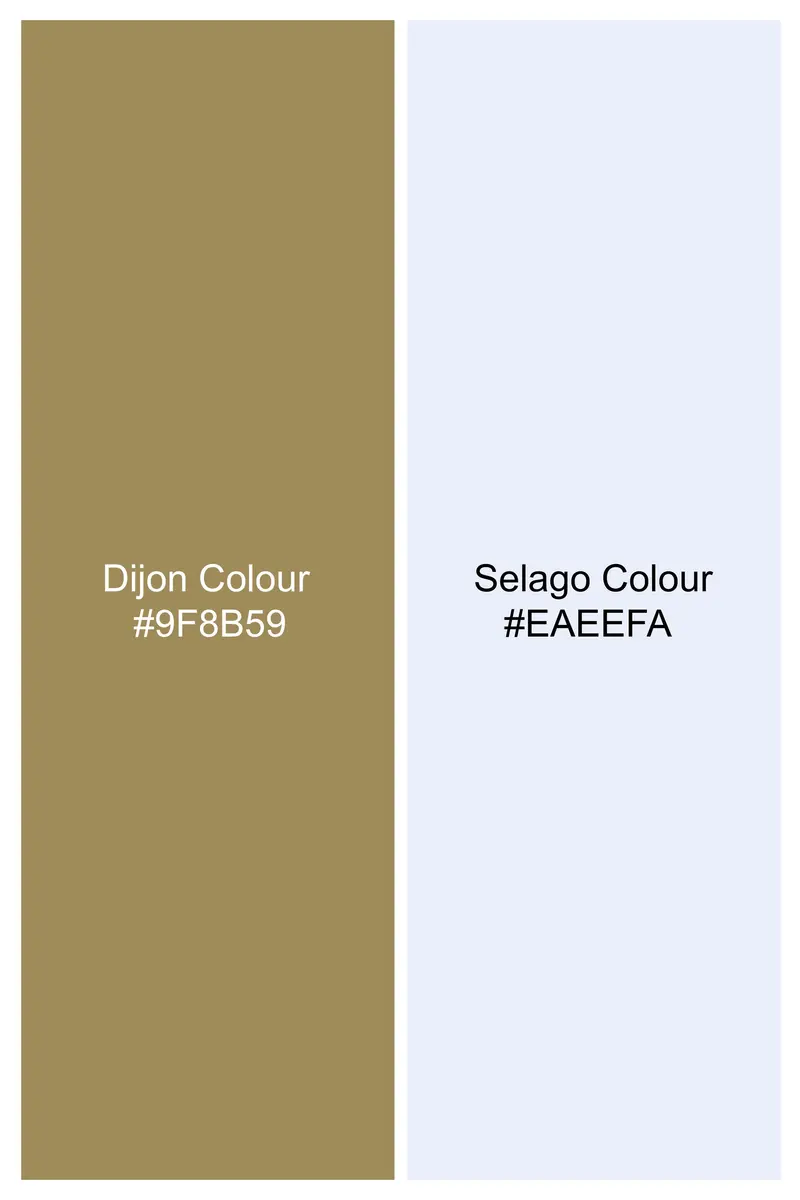 Dijon Yellow And Selago Gray Striped Premium Cotton Shirt 8