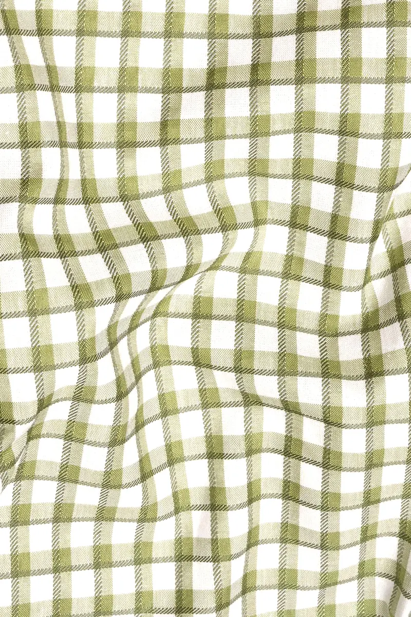 Dingley Green Checkered Dobby Textured Premium Giza Cotton Shirt 3