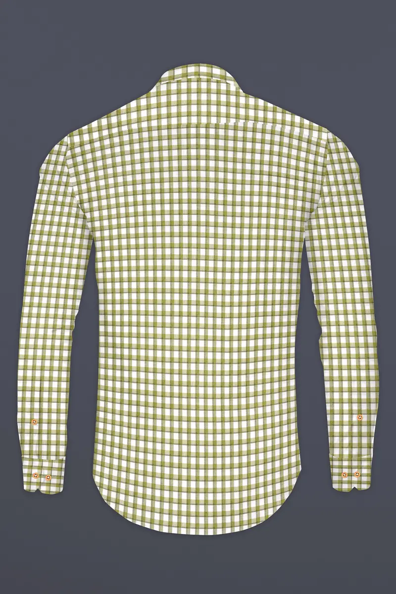 Dingley Green Checkered Dobby Textured Premium Giza Cotton Shirt 6