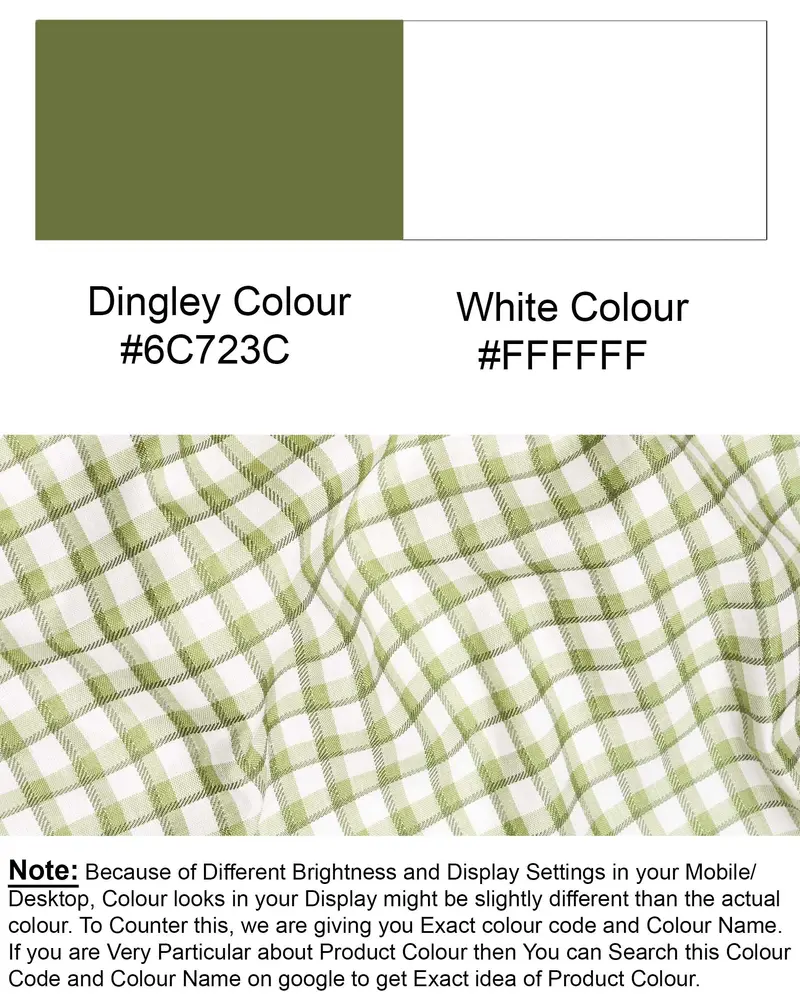 Dingley Green Checkered Dobby Textured Premium Giza Cotton Shirt 8