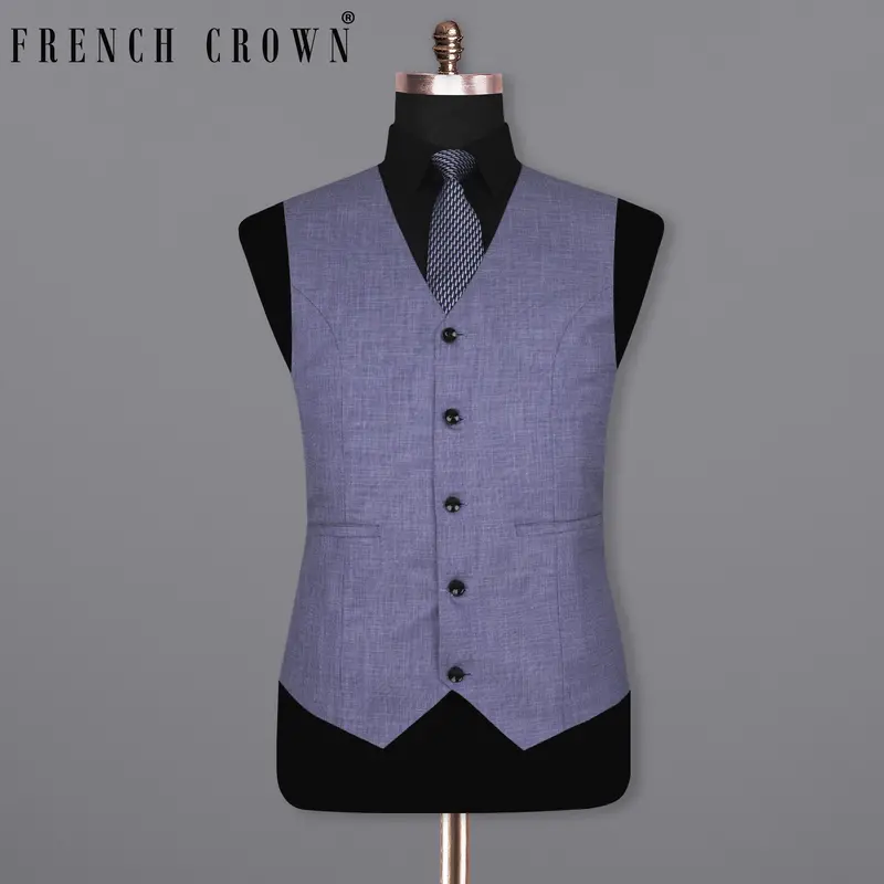 Dolphin Blue Linen Waistcoat 1