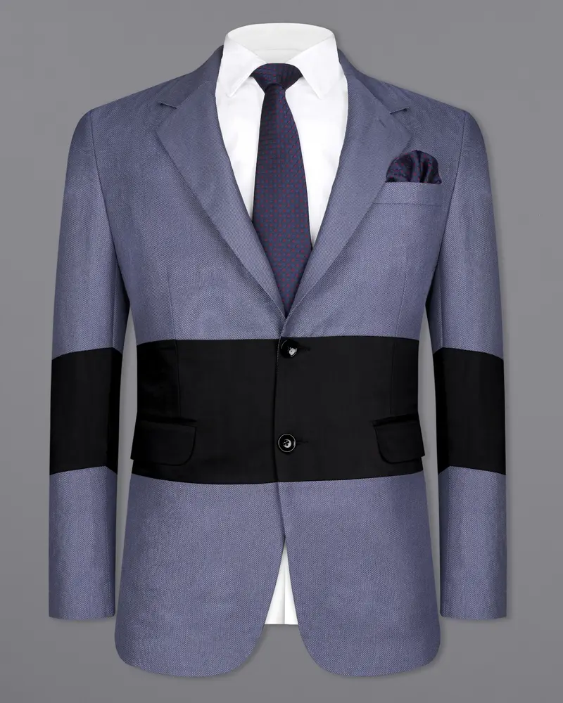 Dolphin Blue Textured Single Breasted Designer Blazer 2