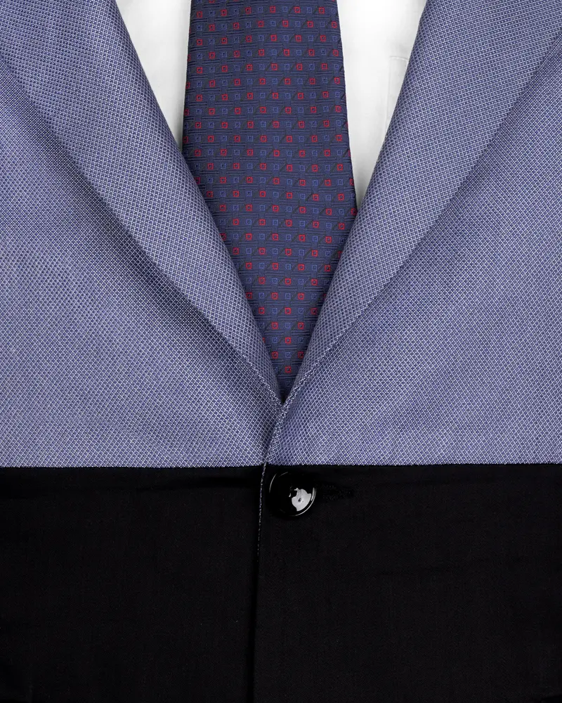 Dolphin Blue Textured Single Breasted Designer Blazer 4