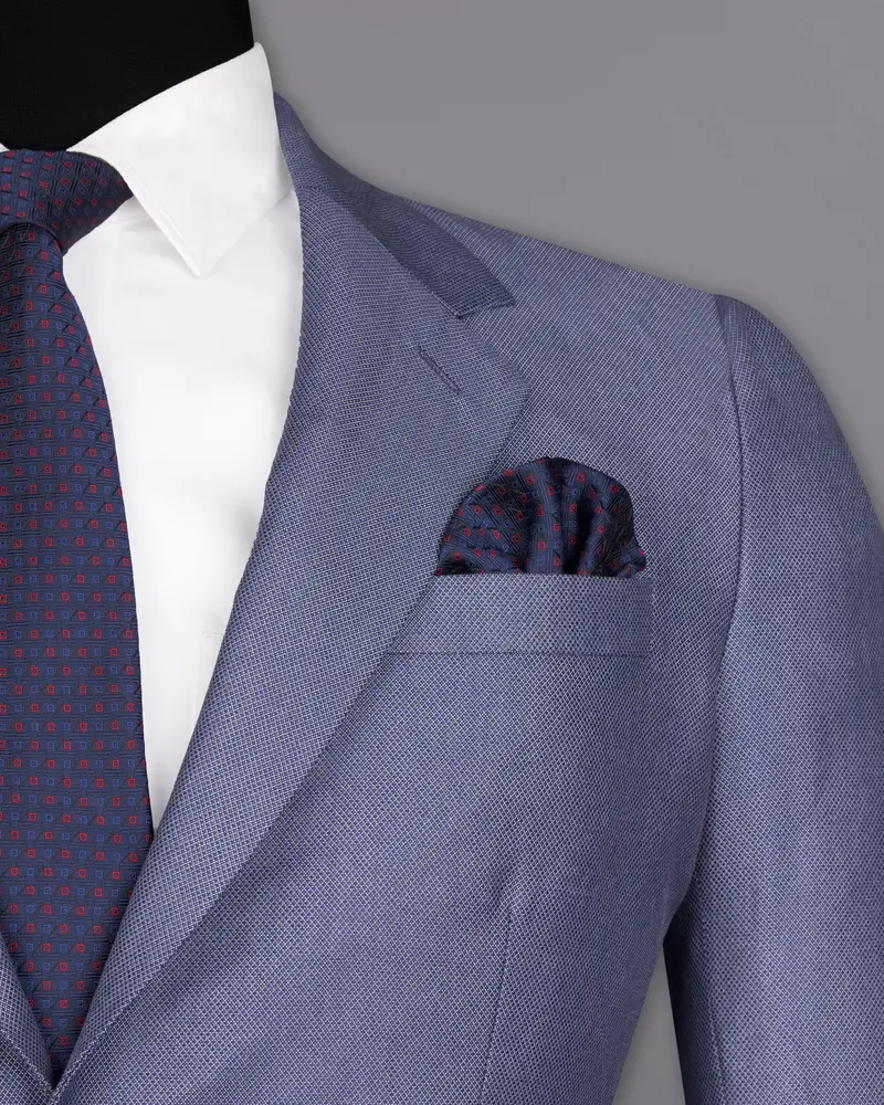 Dolphin Blue Textured Single Breasted Designer Blazer 6