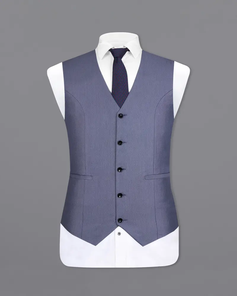 Dolphin Blue Textured Waistcoat 2