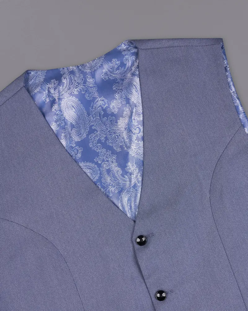 Dolphin Blue Textured Waistcoat 4