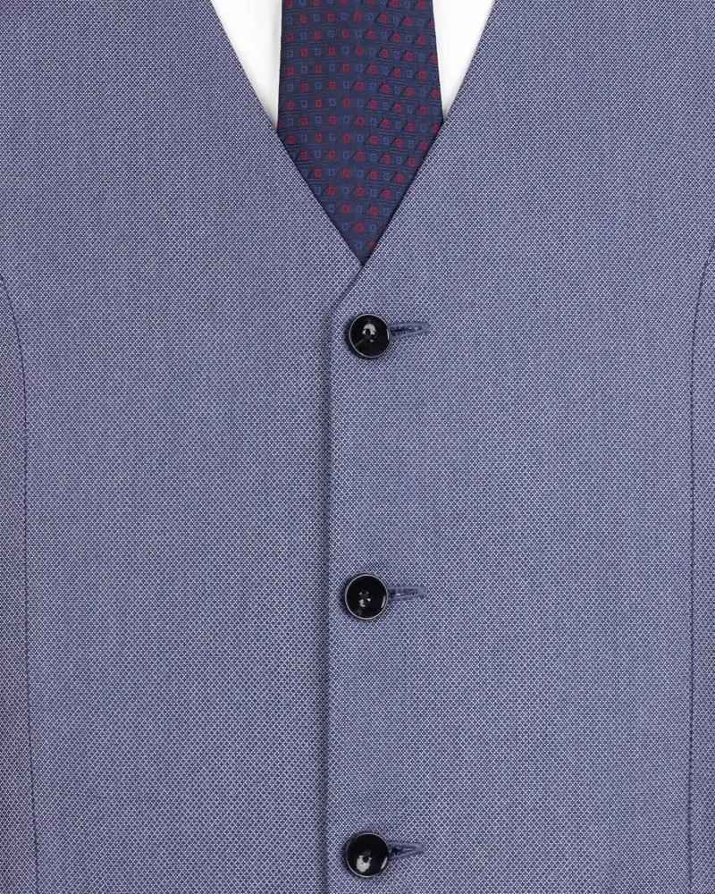 Dolphin Blue Textured Waistcoat 5