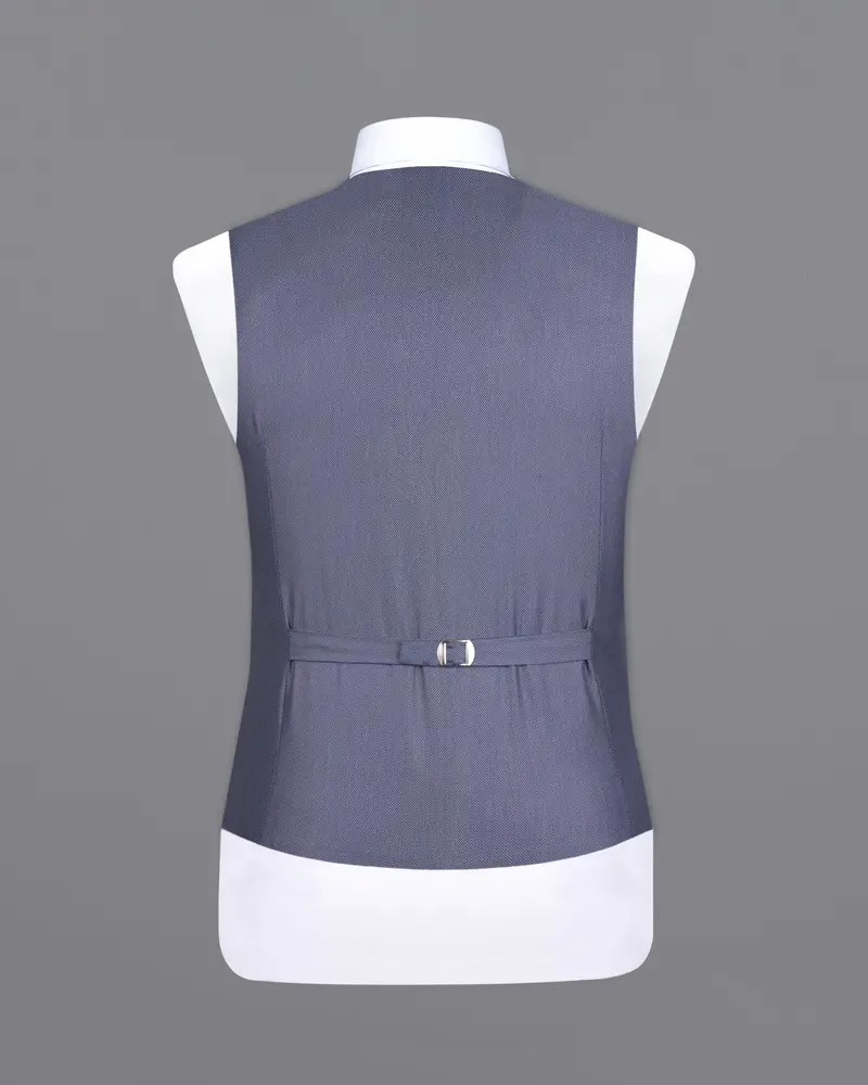 Dolphin Blue Textured Waistcoat 6