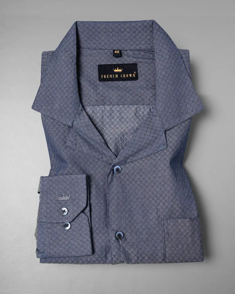 Dolphin Grey Dobby Textured Premium Giza Cotton Shirt 2