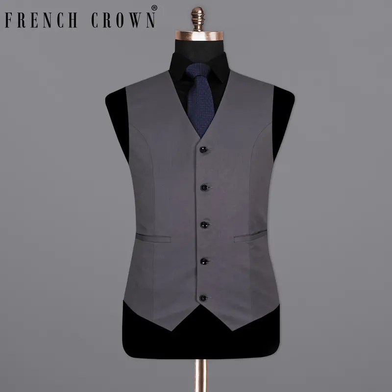 Dolphin Grey Wool Rich Waistcoat 1